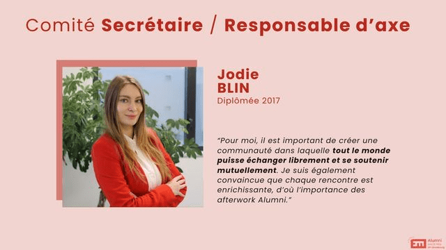 Portrait de Jodie Blin - Secrétaire et Responsable d'axe